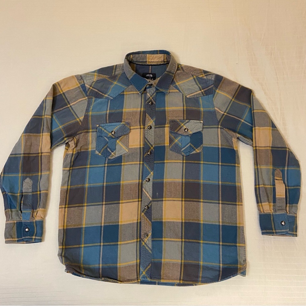 Route 66 Stylish Plaid Button-Down long sleeve Shirt for Men w/ 2 Pockets sz L